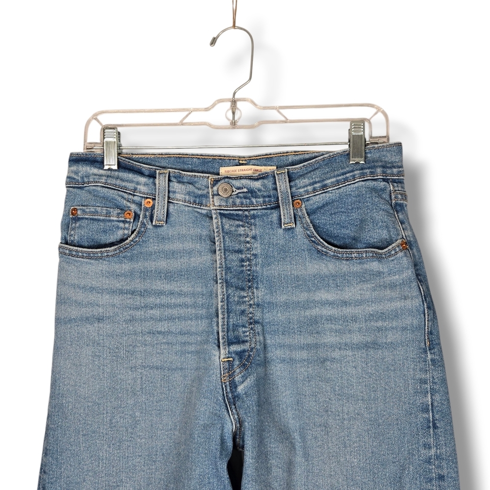 Levi's Ribcage Straight Ankle Jean Women's Size 29 High Rise Button Fly 27" L - Picture 5 of 16